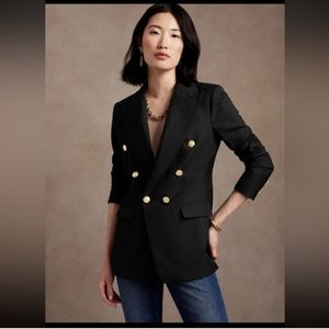 BANANA REPUBLIC Double-Breasted Blazer Captain’s Blazer // Black